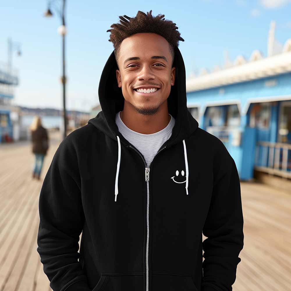 Dalix Smile Face Zip Hoodie