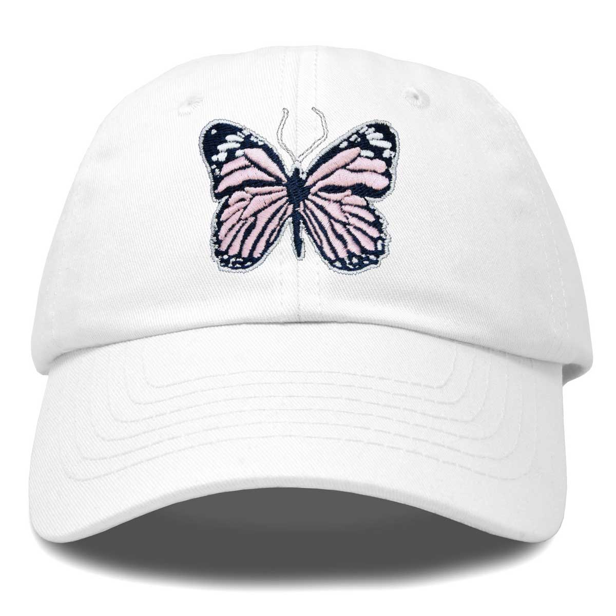 Womens Baseball Cap - Plain Hats With Butterfly Pattern Adjustable