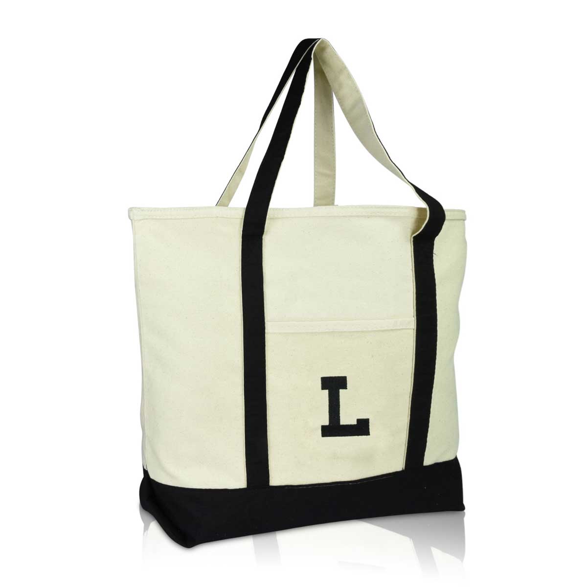 Dalix Initial Tote Bag Personalized Monogram Zippered Top Letter - L Royal Blue