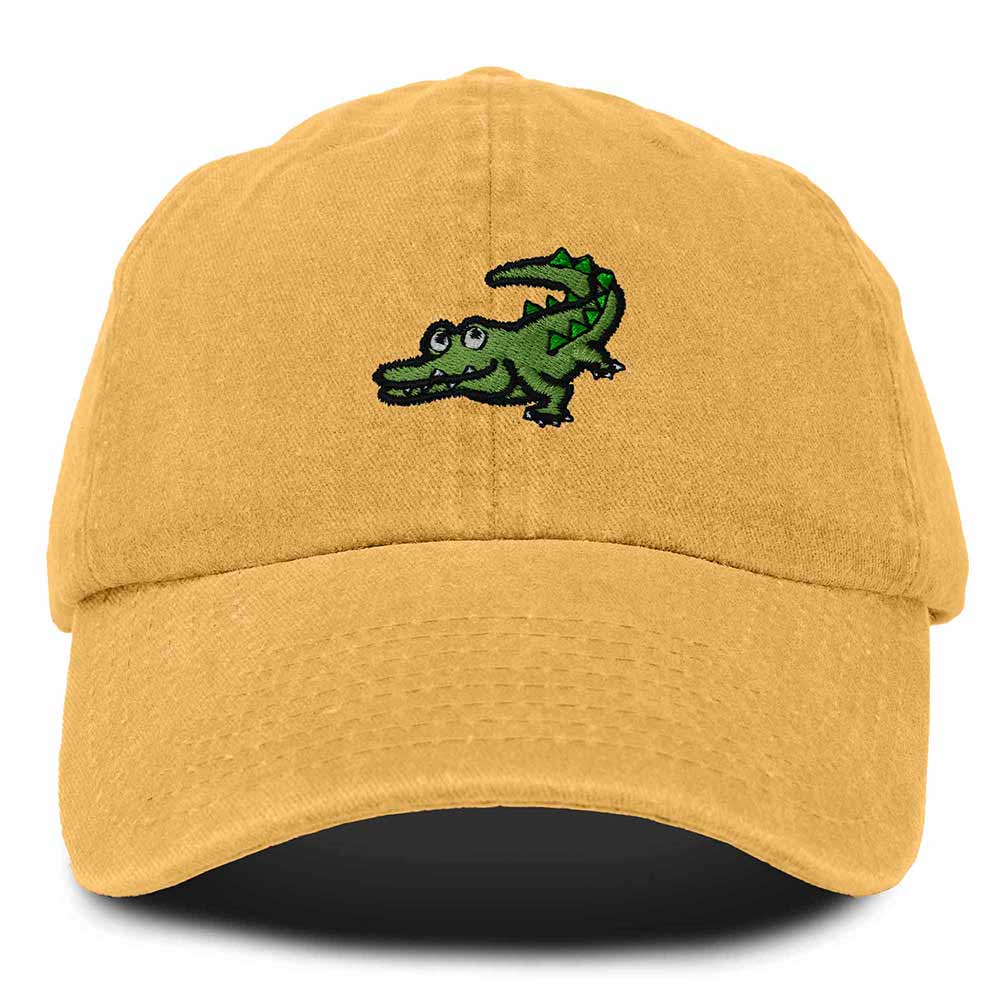 Dalix Alligator Cap Embroidered Mens Cotton Dad Hat Baseball Hat in Gold