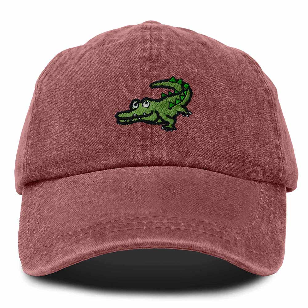 Dalix Alligator Cap Embroidered Mens Cotton Dad Hat Baseball Hat in Red