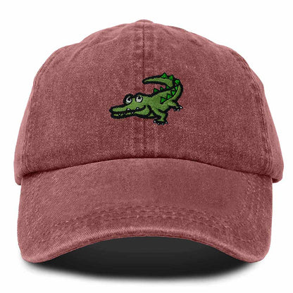 Dalix Alligator Cap Embroidered Mens Cotton Dad Hat Baseball Hat in Red