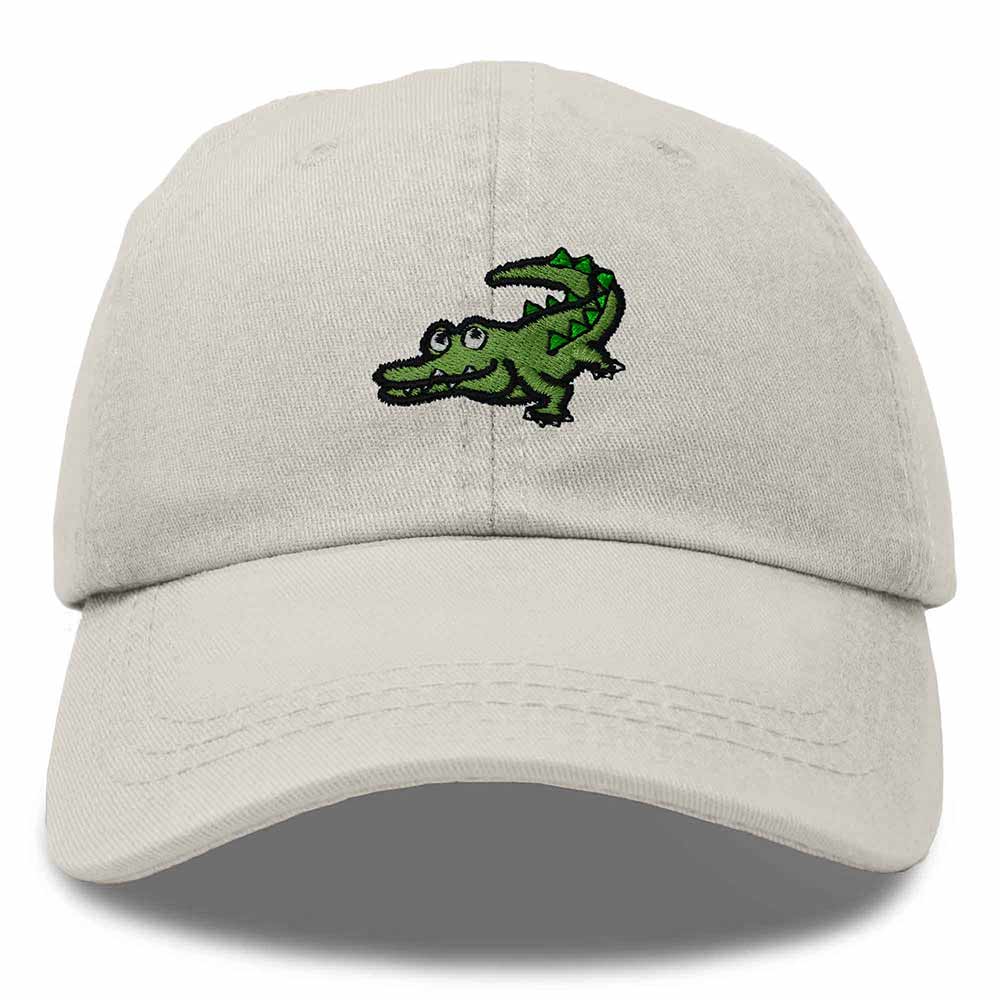 Dalix Alligator Cap Embroidered Mens Cotton Dad Hat Baseball Hat in White