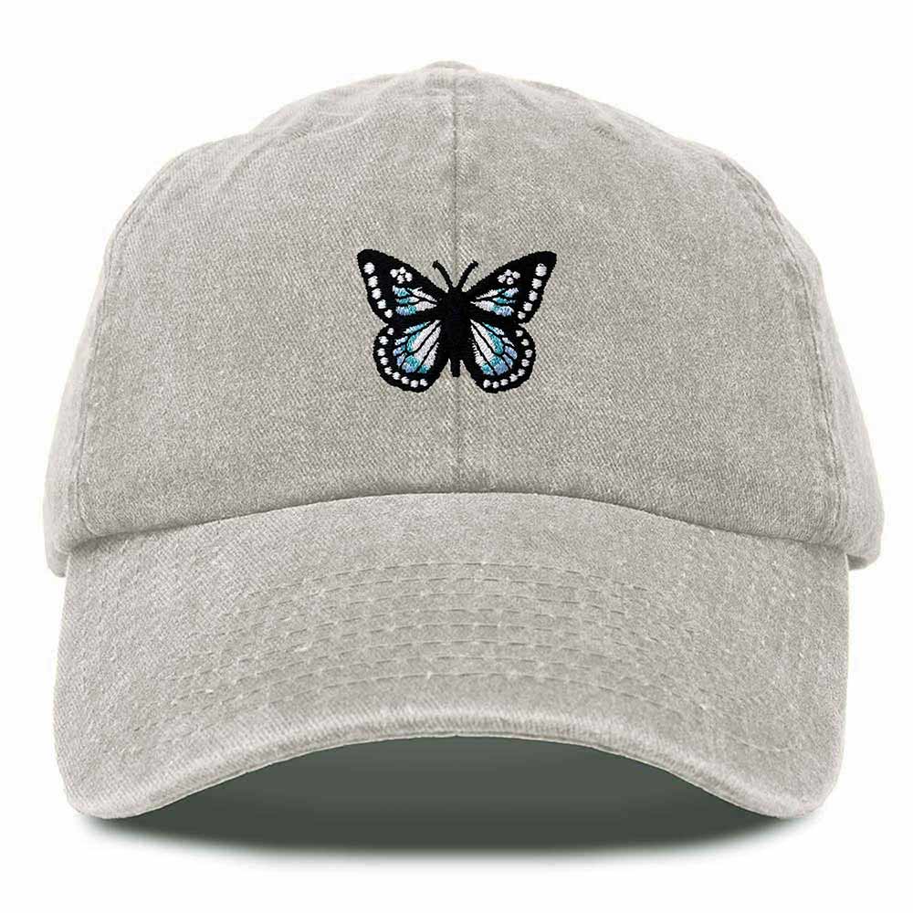 Dalix Butterfly Embroidered Cap Cotton Baseball Hat Garden Womens in White