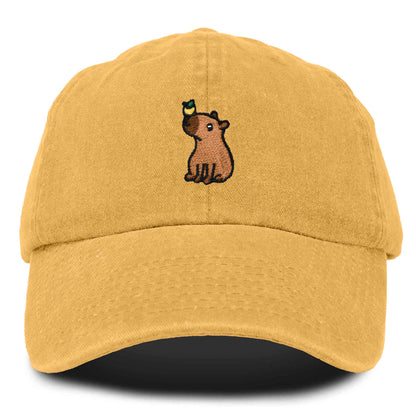 Dalix Capybara Cap Embroidered Dad Baseball Hat Cotton Adjustable Womens in Gold