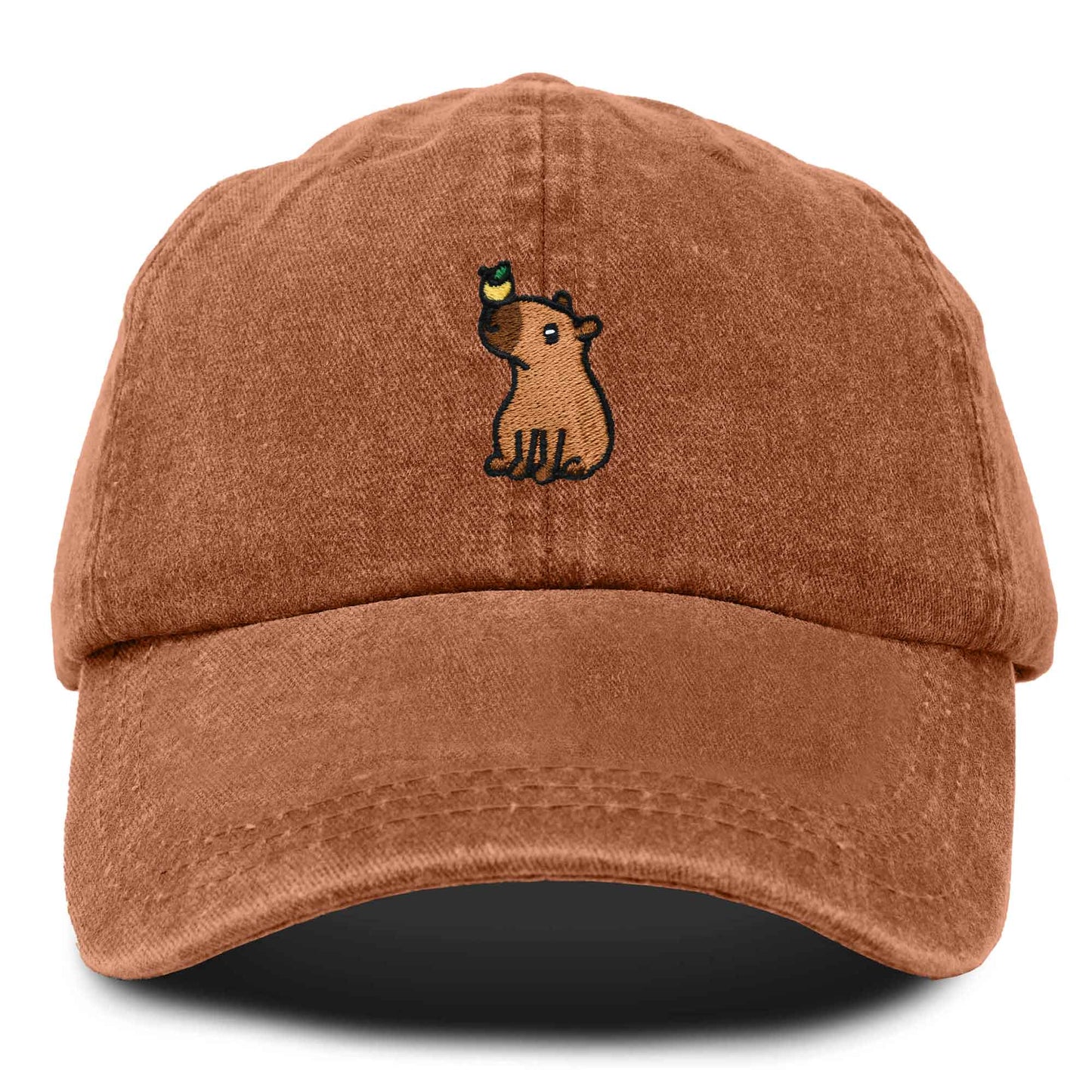 Dalix Capybara Cap Embroidered Dad Baseball Hat Cotton Adjustable Womens in Orange