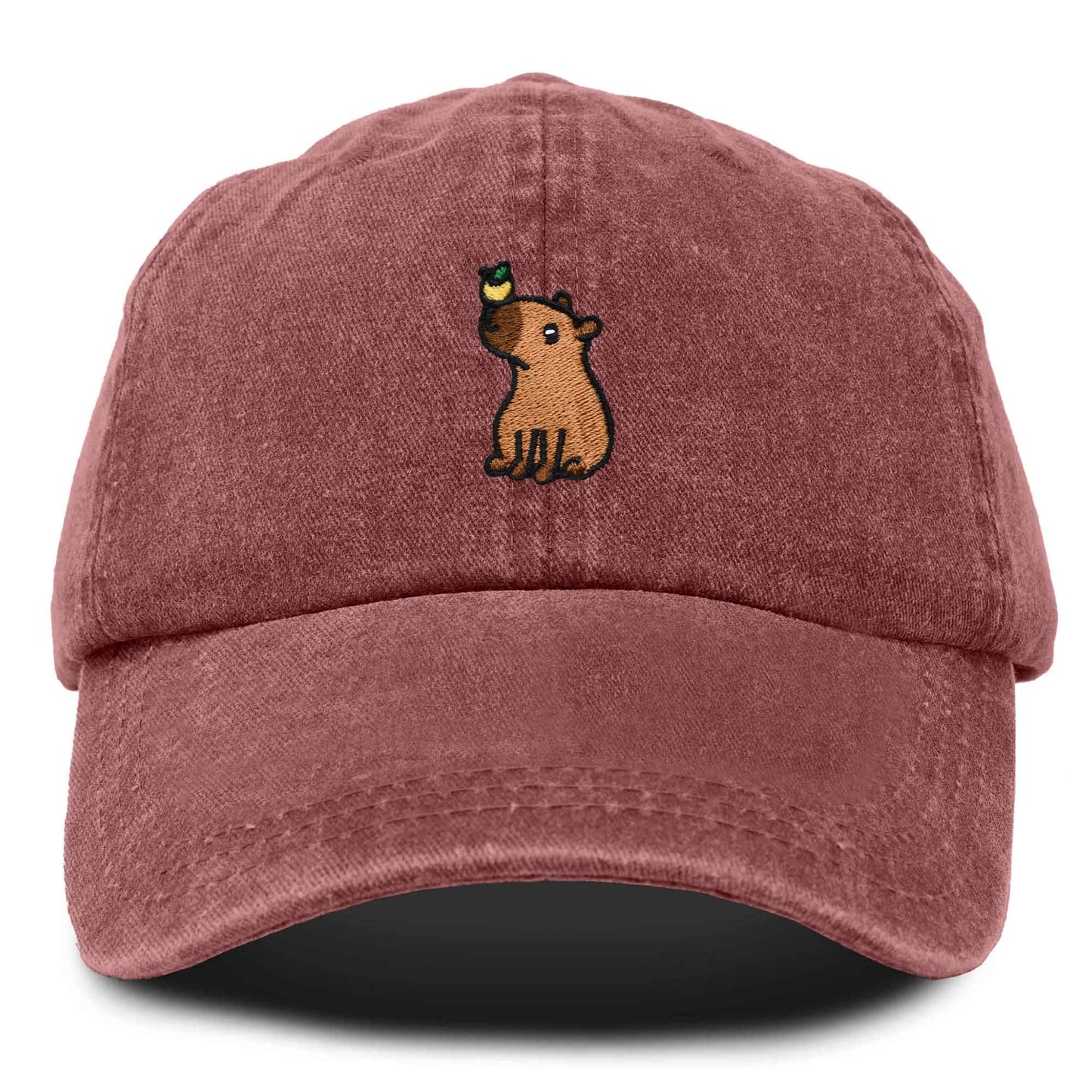 Dalix Capybara Cap Embroidered Dad Baseball Hat Cotton Adjustable Womens in Red