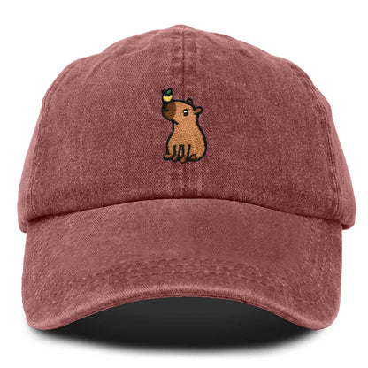 Dalix Capybara Cap Embroidered Dad Baseball Hat Cotton Adjustable Womens in Red