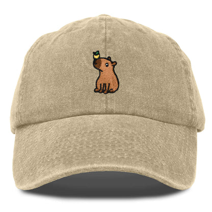 Dalix Capybara Cap Embroidered Dad Baseball Hat Cotton Adjustable Womens in White