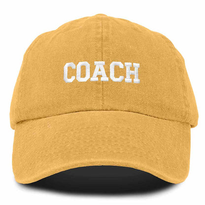 Dalix Coach Embroidered Sports League Baseball Cap Adjustable Dad Hat Mens in Gold