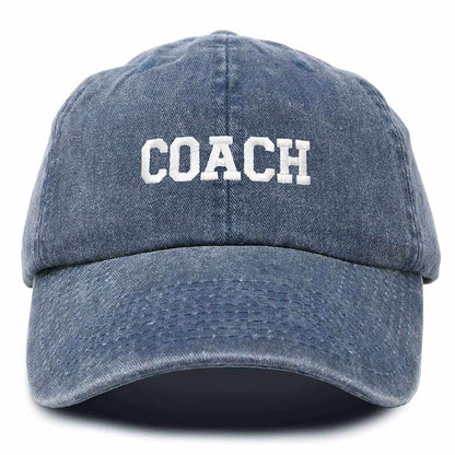 Dalix Coach Embroidered Sports League Baseball Cap Adjustable Dad Hat Mens in Navy Blue