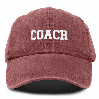 Dalix Coach Embroidered Sports League Baseball Cap Adjustable Dad Hat Mens in Red