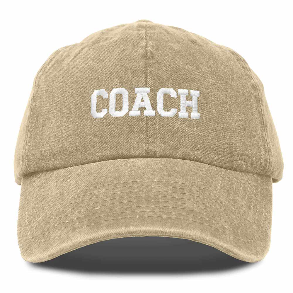 Dalix Coach Embroidered Sports League Baseball Cap Adjustable Dad Hat Mens in White