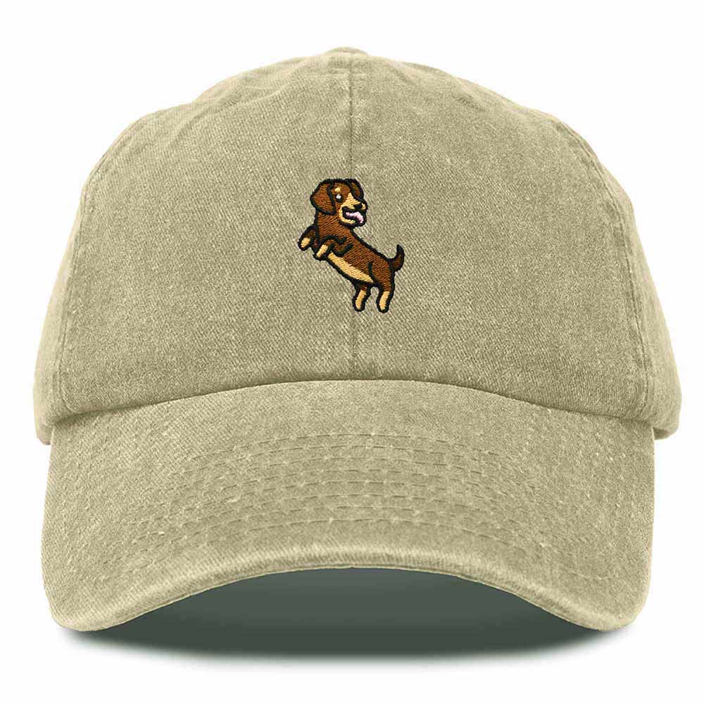 Dalix Dachshund Embroidered Cotton Dad Hat Casual Adjustable Baseball Cap for Dog Lovers Womens in White