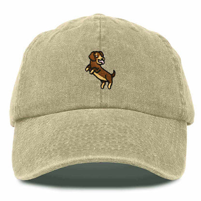 Dalix Dachshund Embroidered Cotton Dad Hat Casual Adjustable Baseball Cap for Dog Lovers Womens in White