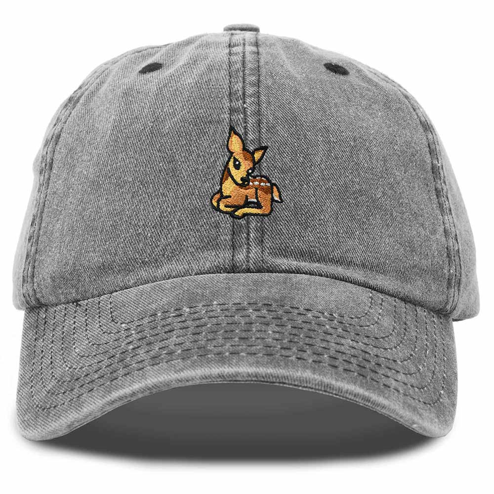 Dalix Fawn Embroidered Cotton Dad Hat Deer Adjustable Casual Baseball Cap Nature Womens in Black