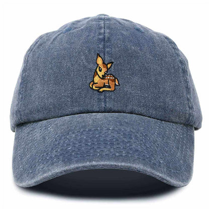 Dalix Fawn Embroidered Cotton Dad Hat Deer Adjustable Casual Baseball Cap Nature Womens in Navy Blue