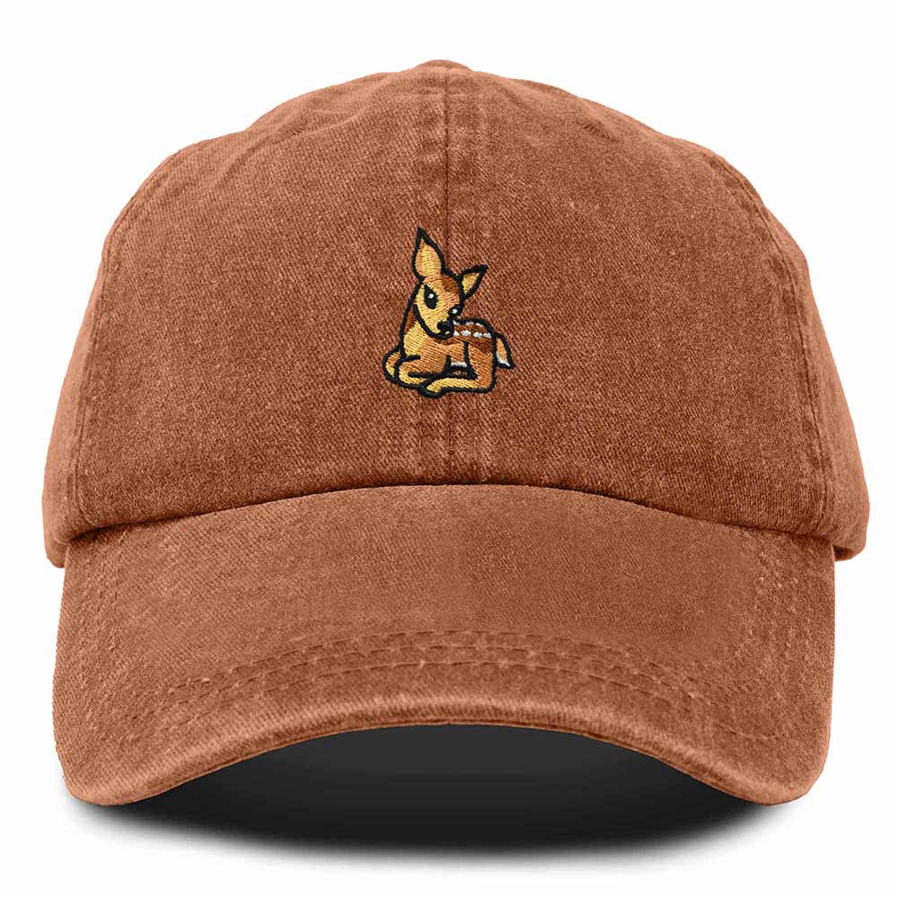 Dalix Fawn Embroidered Cotton Dad Hat Deer Adjustable Casual Baseball Cap Nature Womens in Orange