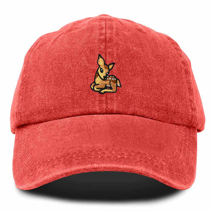 Dalix Fawn Embroidered Cotton Dad Hat Deer Adjustable Casual Baseball Cap Nature Womens in Red