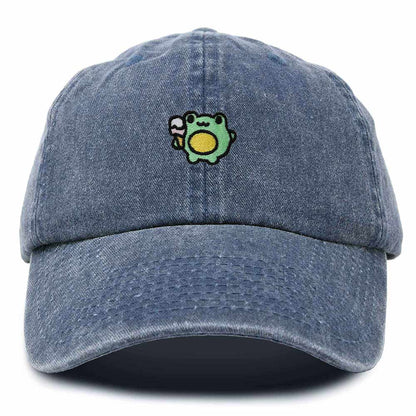 Dalix Gelato Frog Embroidered Womens Cotton Dad Hat Baseball Cap Adjustable in Navy Blue