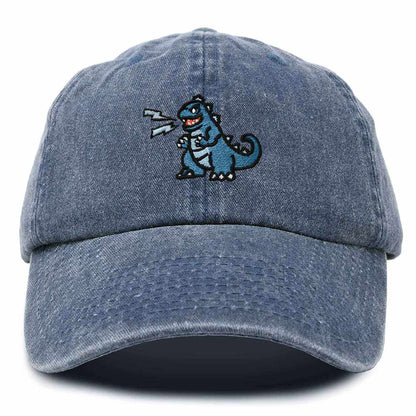 Dalix Giant Lizard Kaiju Embroidered Cotton Dad Hat Baseball Cap Adjustable Glow in the Dark Mens in Navy Blue