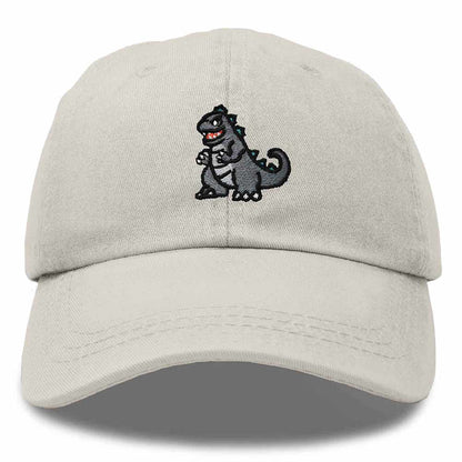 Dalix Giant Lizard Kaiju Embroidered Cotton Dad Hat Baseball Cap Adjustable Glow in the Dark Mens in White