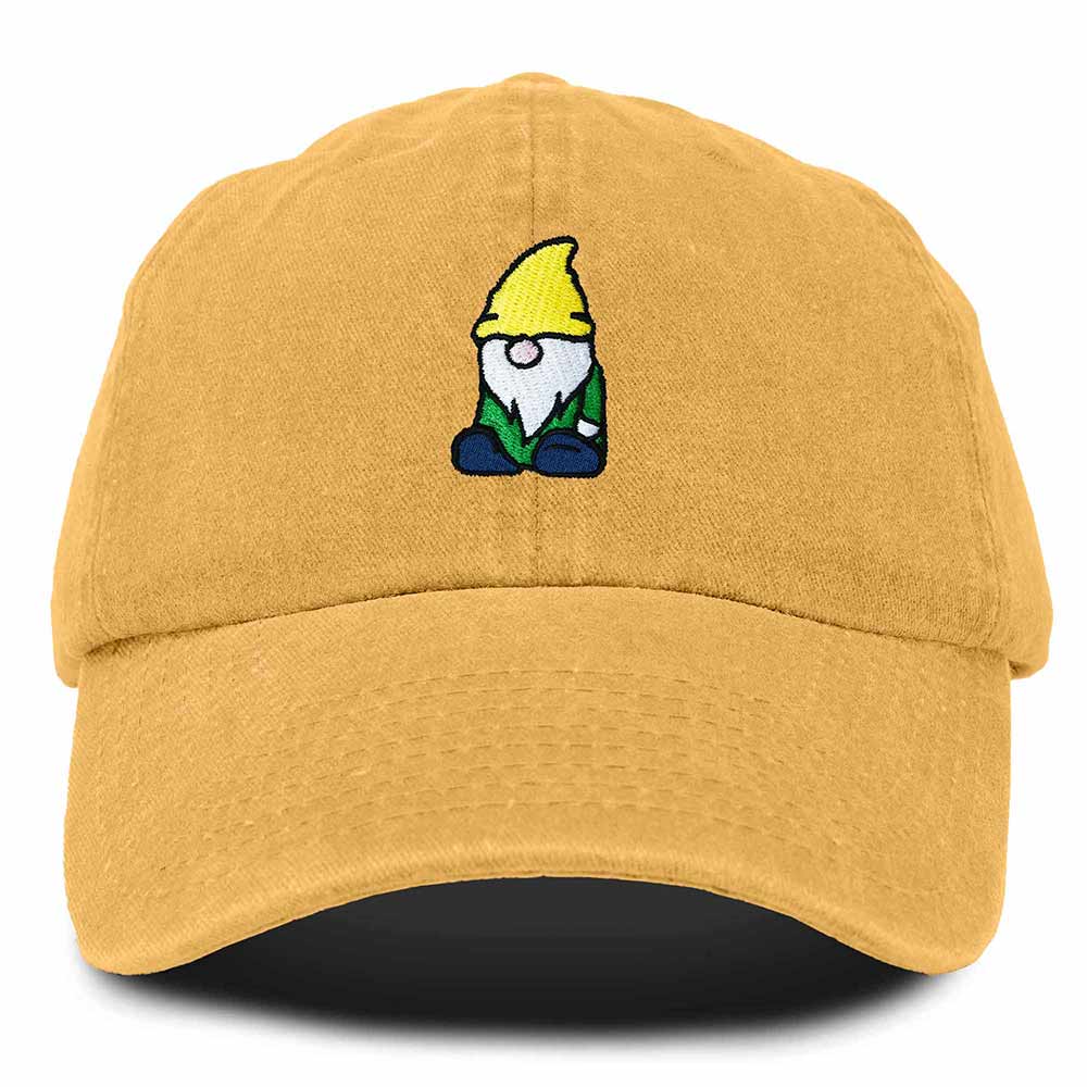 Dalix Gnome Embroidered Cotton Baseball Cap Adjustable Dad Hat Mens in Gold