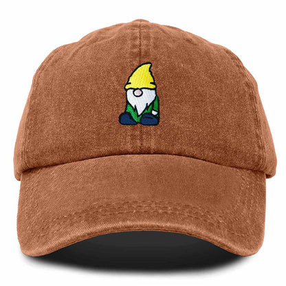 Dalix Gnome Embroidered Cotton Baseball Cap Adjustable Dad Hat Mens in Orange