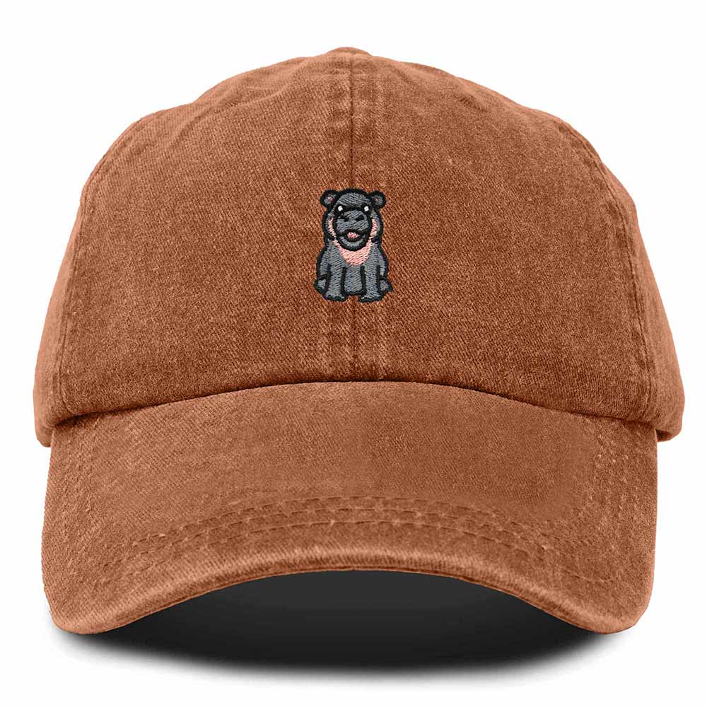 Dalix Hippo Embroidered Cotton Dad Hat Cute Animal Design Adjustable Baseball Cap for Everyday Wear Womens in Orange