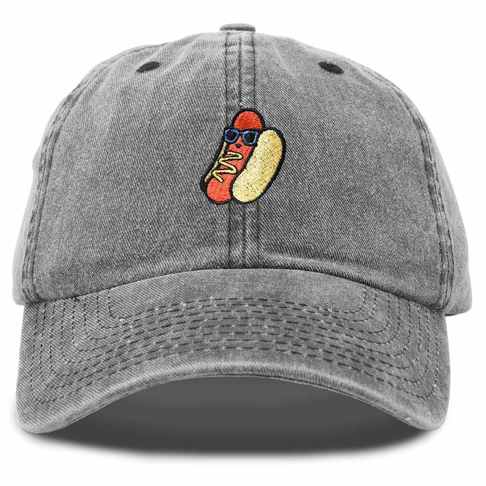 Dalix Hot Dog Embroidered Cap Cotton Baseball Summer Cool Dad Hat Mens in Black