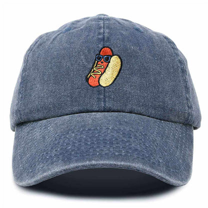 Dalix Hot Dog Embroidered Cap Cotton Baseball Summer Cool Dad Hat Mens in Navy Blue