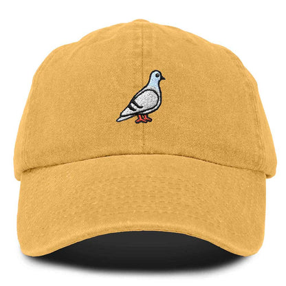 Dalix Pigeon Embroidered Cap Cotton Baseball Dad Hat for Men & Women Casual Cool in Gold