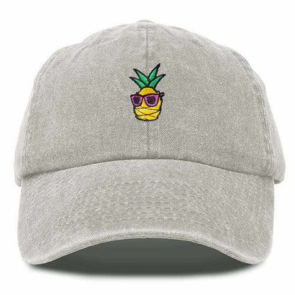 Dalix Pineapple Embroidered Cap Cotton Baseball Summer Cool Dad Hat Mens in White