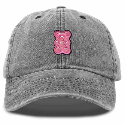 Dalix Pink Gummy Embroidered Cotton Dad Hat Baseball Cap Adjustable Womens in Black