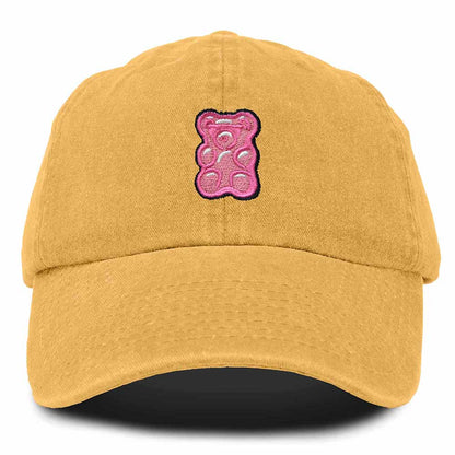 Dalix Pink Gummy Embroidered Cotton Dad Hat Baseball Cap Adjustable Womens in Gold