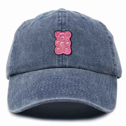 Dalix Pink Gummy Embroidered Cotton Dad Hat Baseball Cap Adjustable Womens in Navy Blue