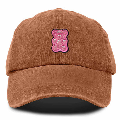 Dalix Pink Gummy Embroidered Cotton Dad Hat Baseball Cap Adjustable Womens in Orange