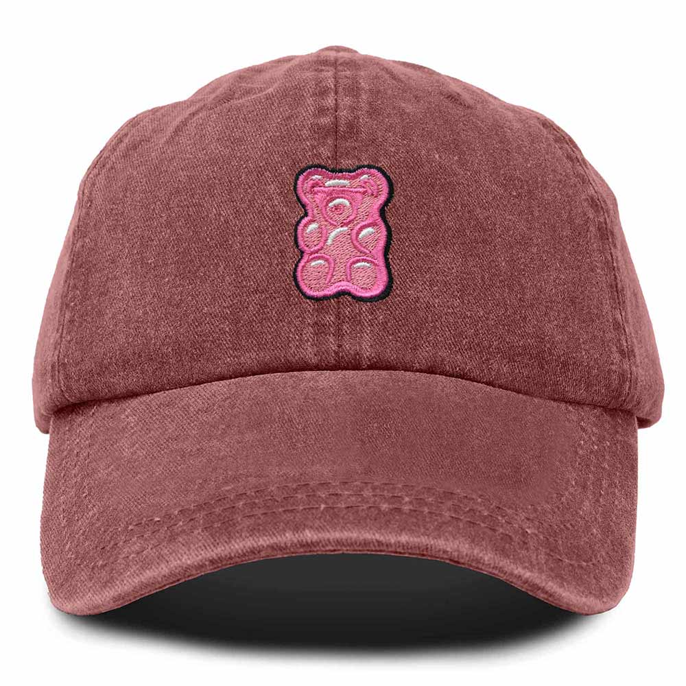 Dalix Pink Gummy Embroidered Cotton Dad Hat Baseball Cap Adjustable Womens in Red