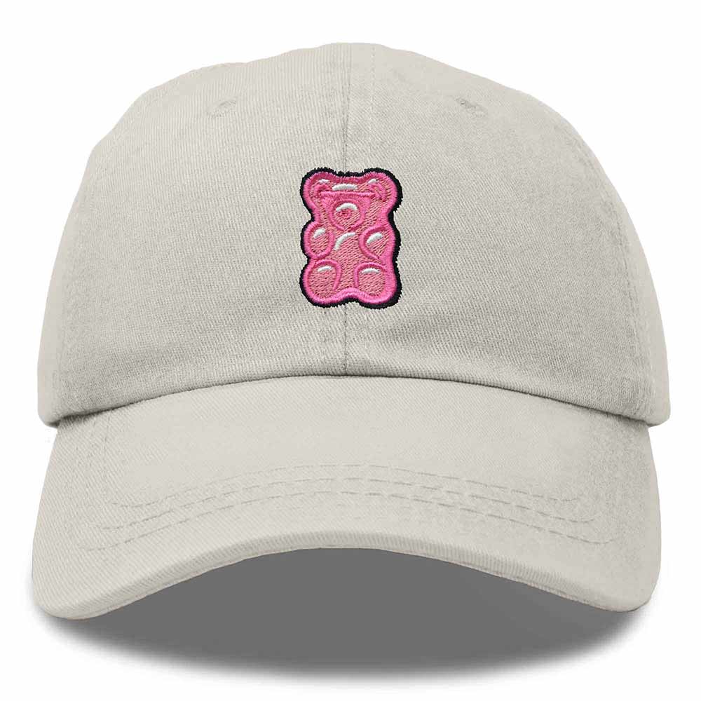 Dalix Pink Gummy Embroidered Cotton Dad Hat Baseball Cap Adjustable Womens in White