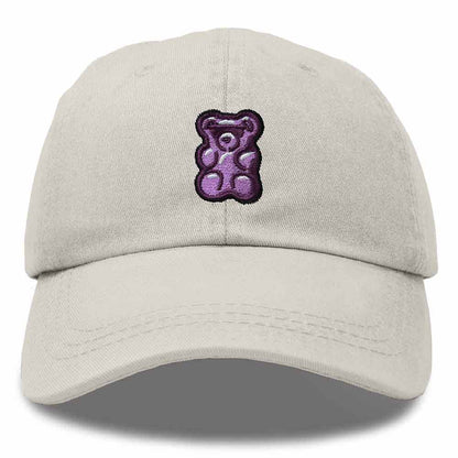 Dalix Purple Gummy Embroidered Cotton Dad Hat Baseball Cap Adjustable Womens in Beige