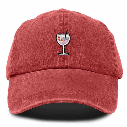 Dalix Spritz Cocktail Embroidered Cap Cotton Baseball Cute Cool Dad Hat Womens in Red