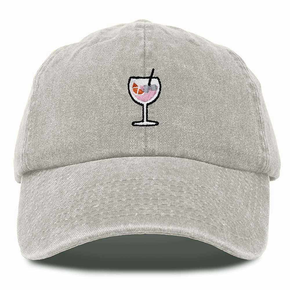 Dalix Spritz Cocktail Embroidered Cap Cotton Baseball Cute Cool Dad Hat Womens in White