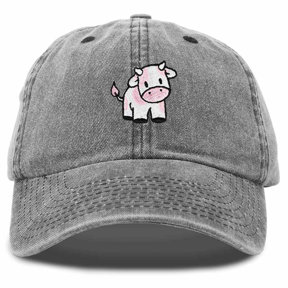 Dalix Strawberry Cow Embroidered Womens Cotton Dad Hat Baseball Cap in Black