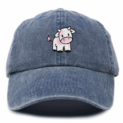 Dalix Strawberry Cow Embroidered Womens Cotton Dad Hat Baseball Cap in Navy Blue