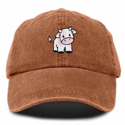 Dalix Strawberry Cow Embroidered Womens Cotton Dad Hat Baseball Cap in Orange