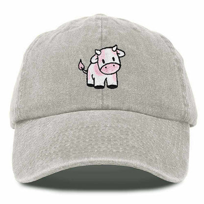 Dalix Strawberry Cow Embroidered Womens Cotton Dad Hat Baseball Cap in White