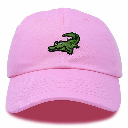 Dalix Alligator Cap Embroidered Mens Cotton Dad Hat Baseball Hat in Light Pink