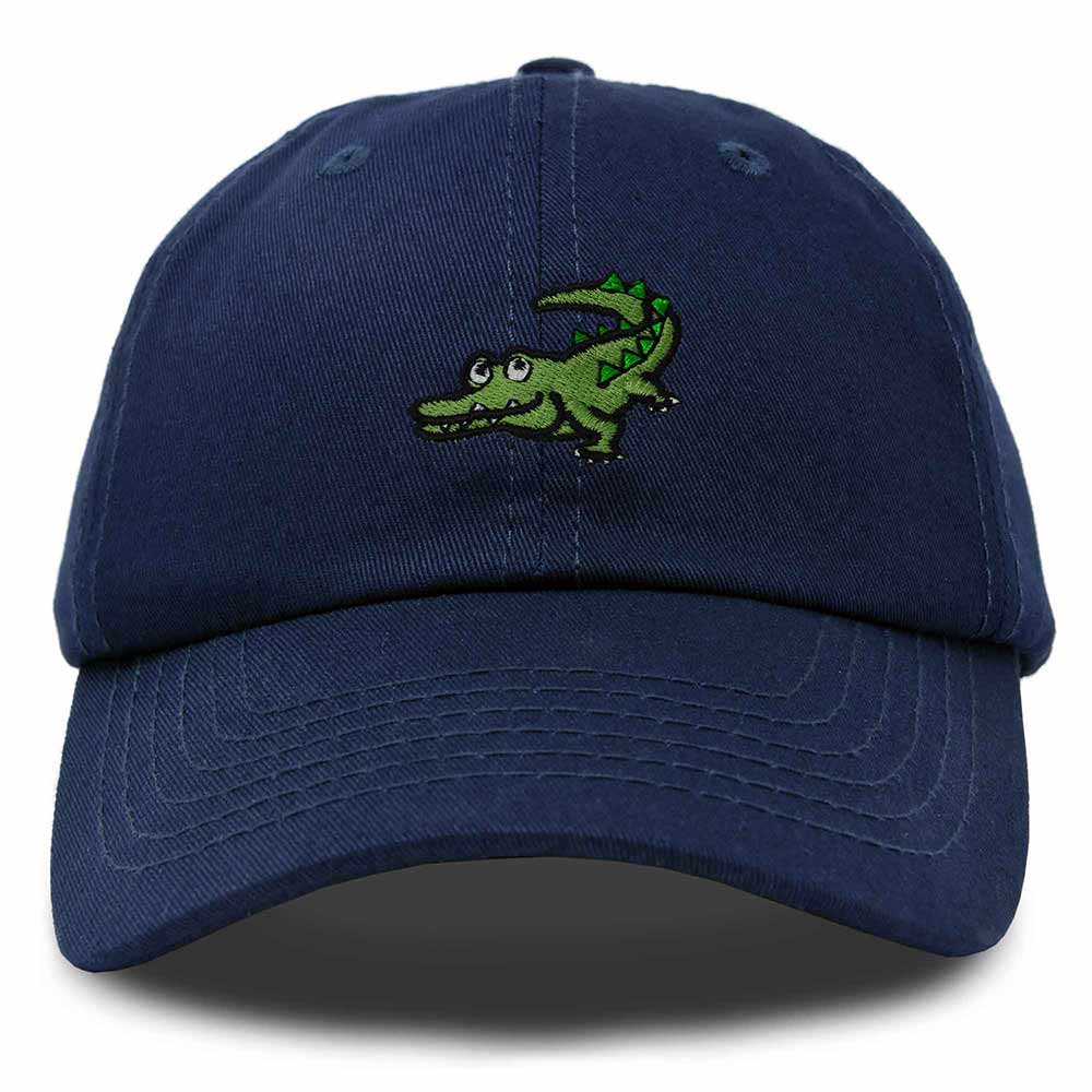 Dalix Alligator Cap Embroidered Mens Cotton Dad Hat Baseball Hat in Navy Blue