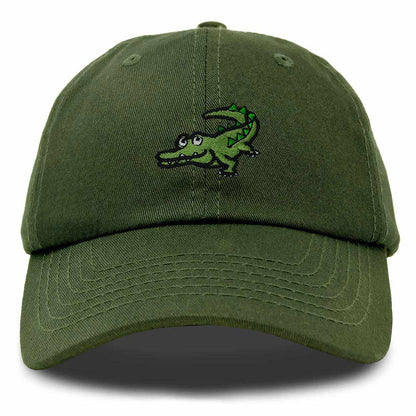 Dalix Alligator Cap Embroidered Mens Cotton Dad Hat Baseball Hat in Olive