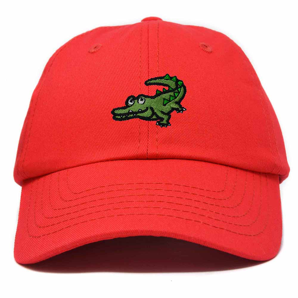 Dalix Alligator Cap Embroidered Mens Cotton Dad Hat Baseball Hat in Red